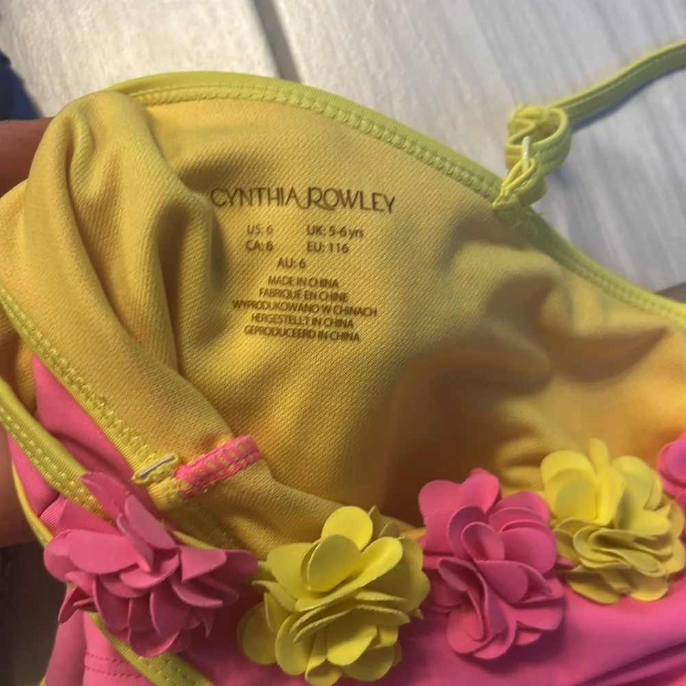 Cynthia Rowley Blue & Pink One Piece Girls Swimsuits with Textured Design